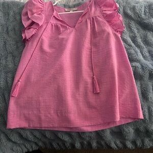 Joy Joy Fuchsia Ruffle Sleeve Blouse